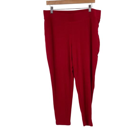 Soma Red Ribbed Lounge Jersey Jogger Pants Cozy Women’s Size XL - Picture 1 of 10